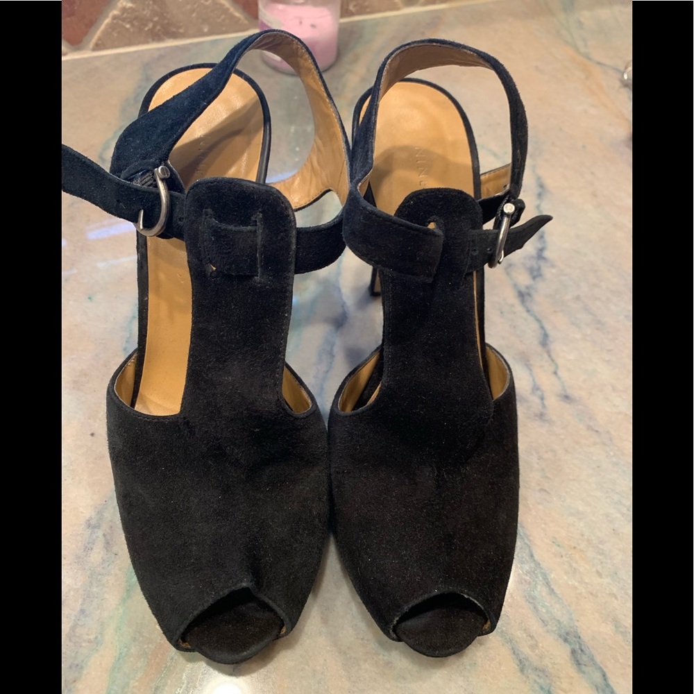 Black suede heels